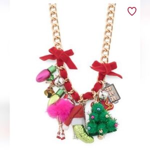 NEW NWT Betsey Johnson Festive Charm Necklace with Red Accents